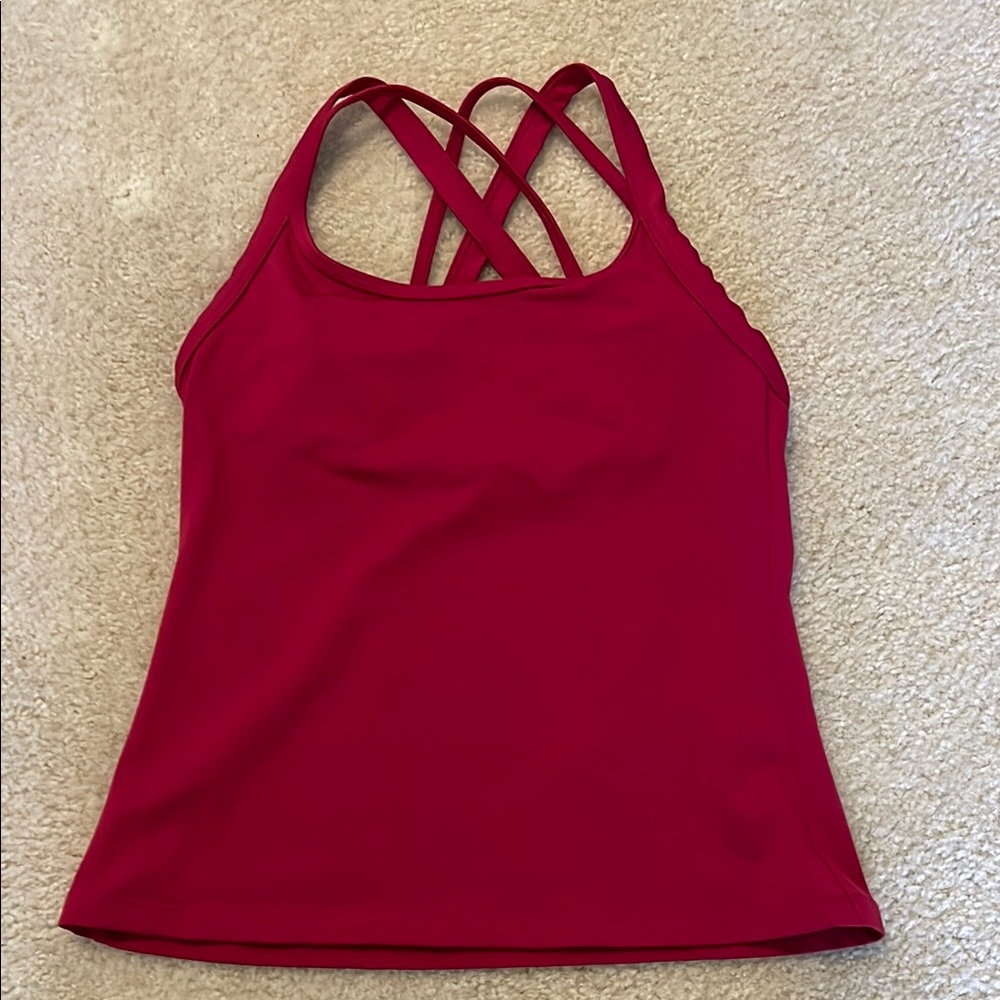 Stoneware Designs dryflex double cross Red Strappy workout Tank Top